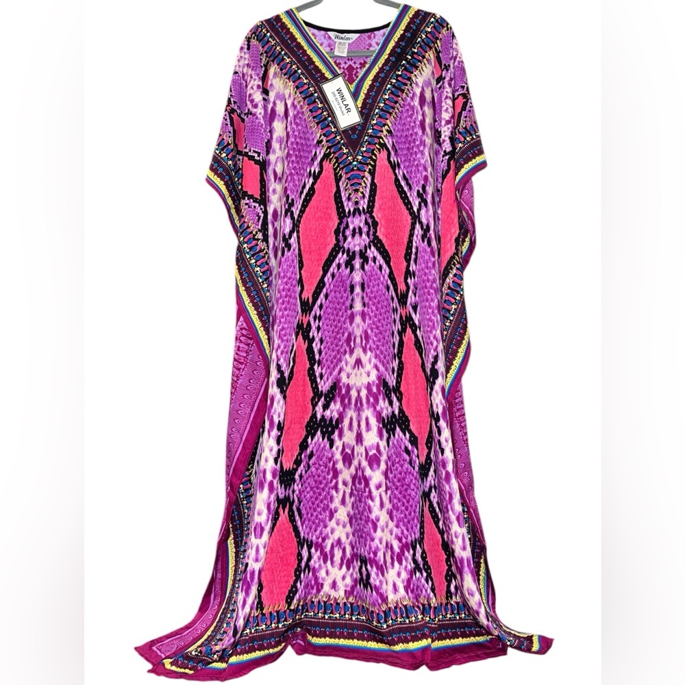 Winlar - purple & pink snake skin print moo moo/ Kaftan